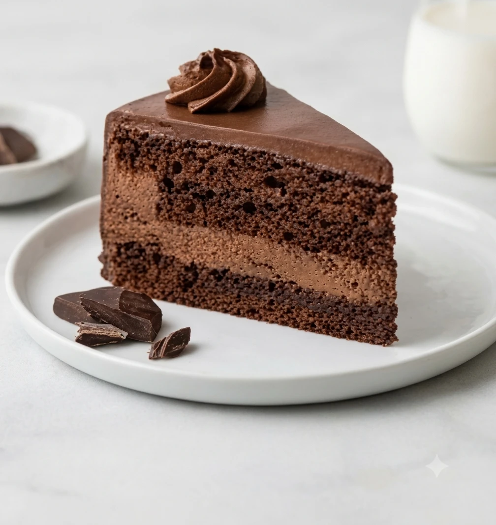 Choco Mousse layer cake slice